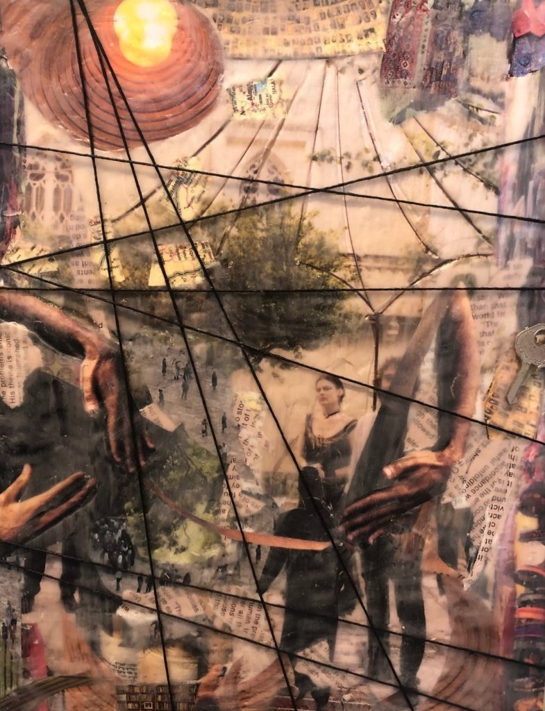 Mixed media collage by artist Erika Lally