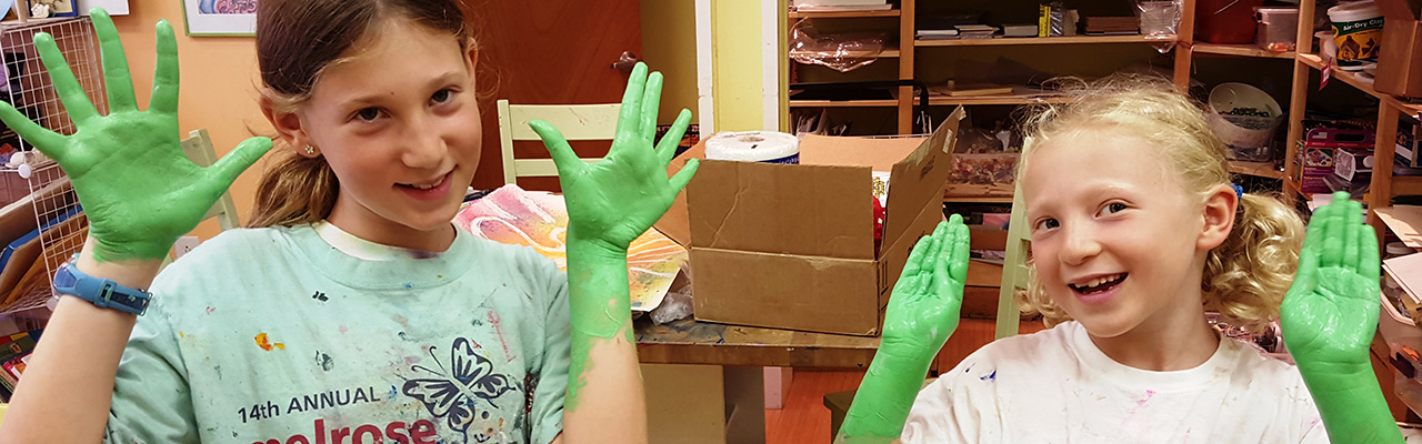 kids with green hands