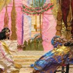Paper collage of Esther and Haman