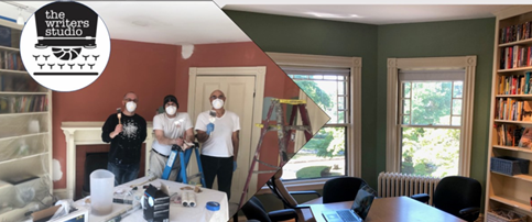 WritersStudioBeforeAfter Before and after of three people painting a room